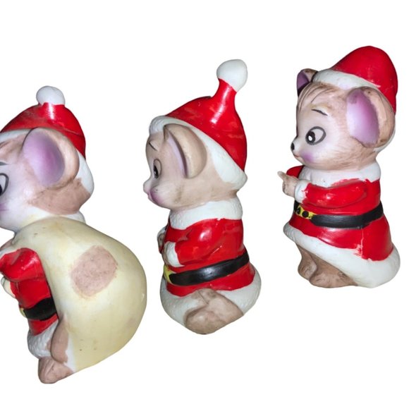 Vintage 1980's Set of 3 Ceramic Christmas Mice - Picture 3 of 11
